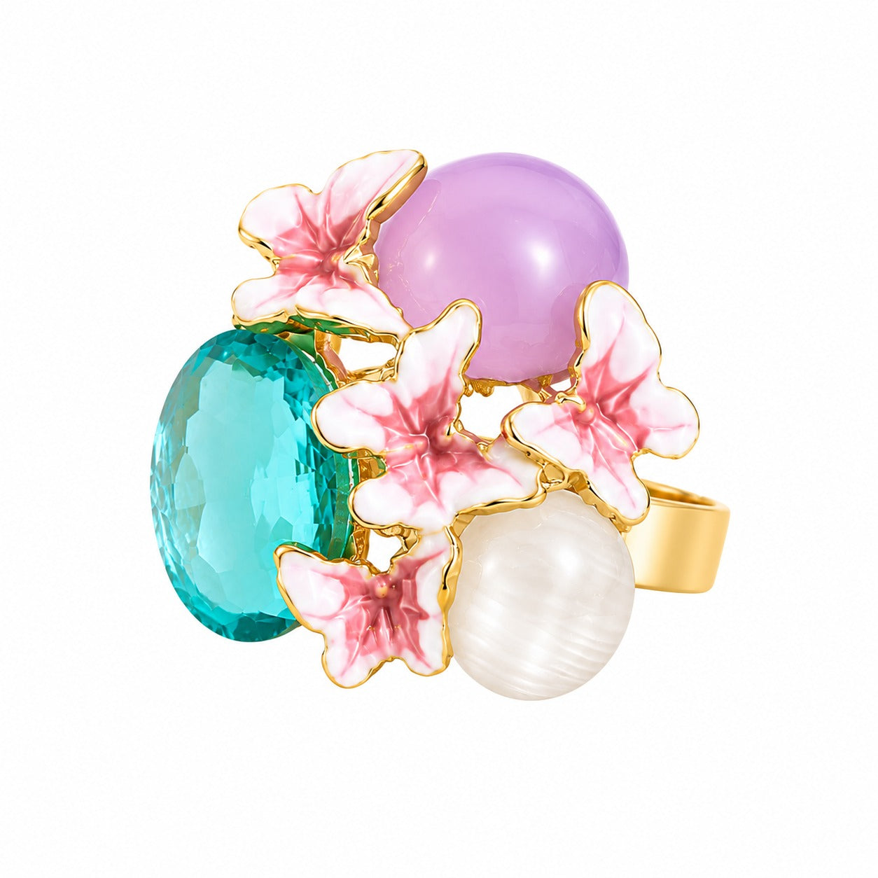 Gold Plated Floral Statement Ring