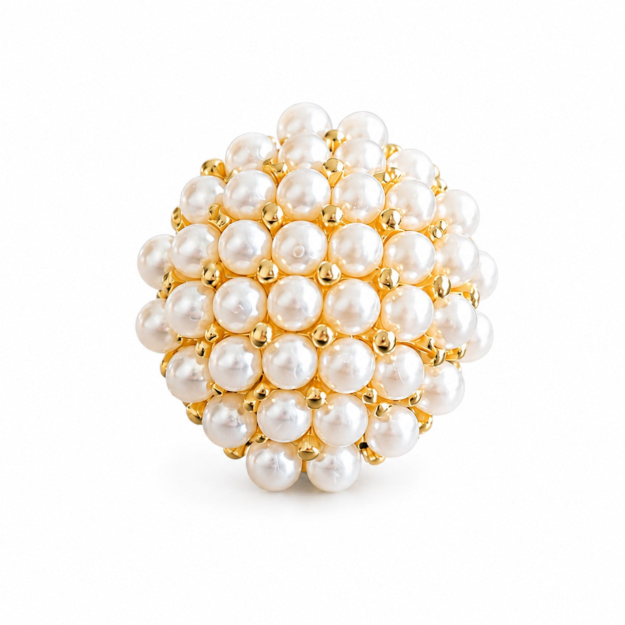 Gold Plated Pearl Cluster Statement Ring
