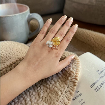 Gold Plated Tricolor Flower Ring