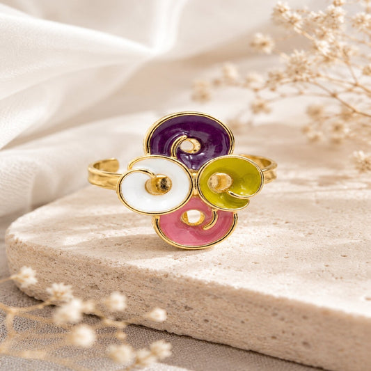 Gold Plated Pastel Enamel Ring