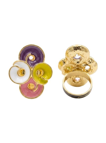 Gold Plated Pastel Enamel Ring