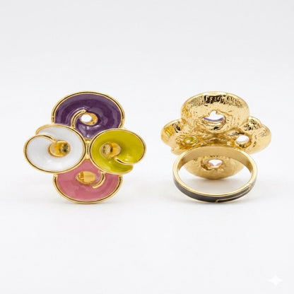 Gold Plated Pastel Enamel Ring