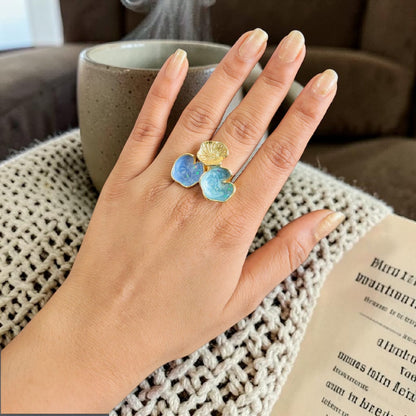 Gold Plated Blue Floral Ring