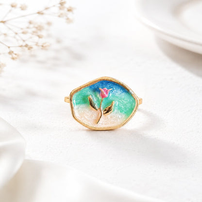 Gold Plated Tulip Art Ring