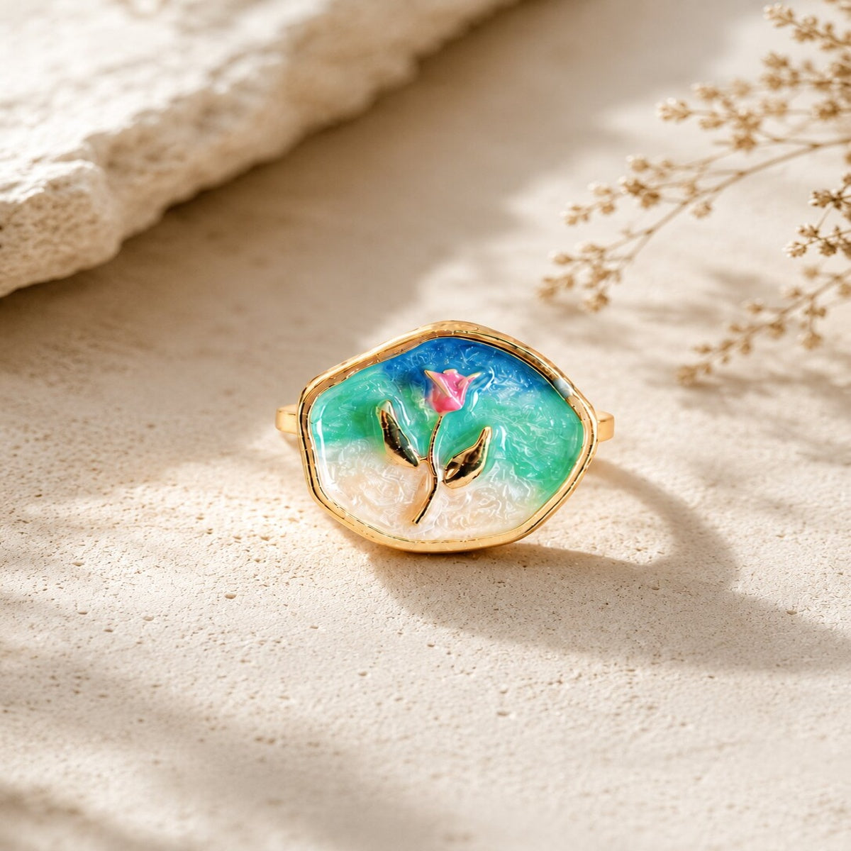 Gold Plated Tulip Art Ring