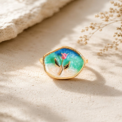 Gold Plated Tulip Art Ring