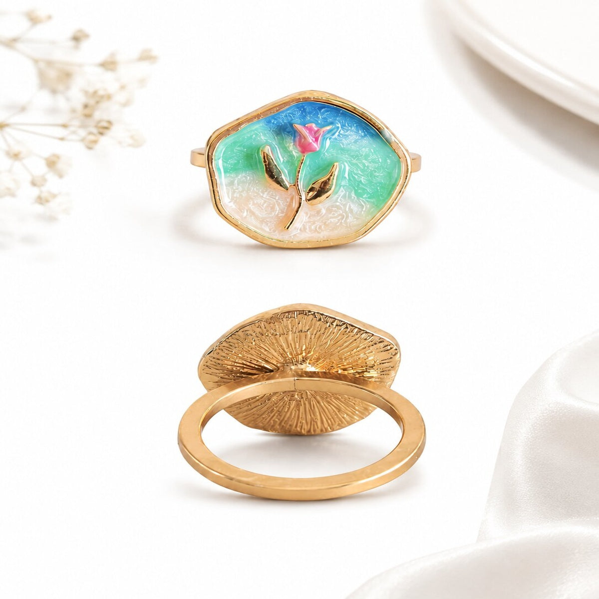 Gold Plated Tulip Art Ring