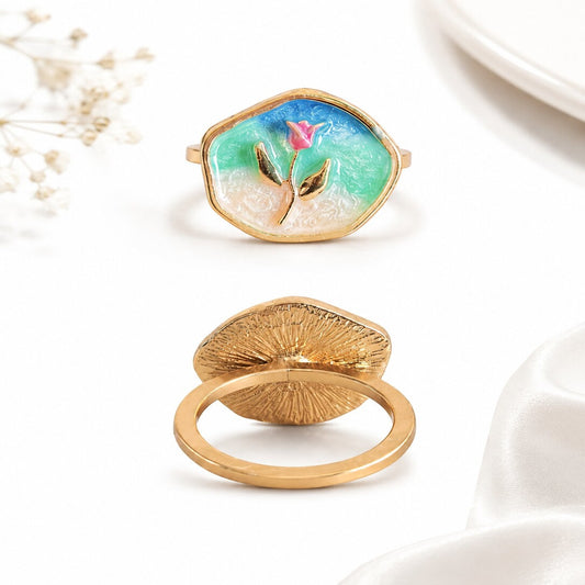Gold Plated Tulip Art Ring