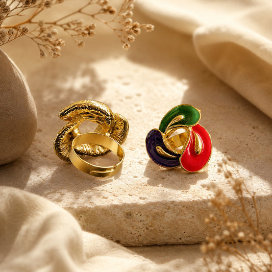 Gold Plated Tricolor Swirl Ring