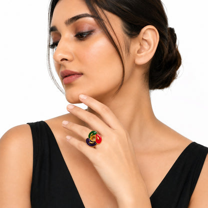 Gold Plated Tricolor Swirl Ring