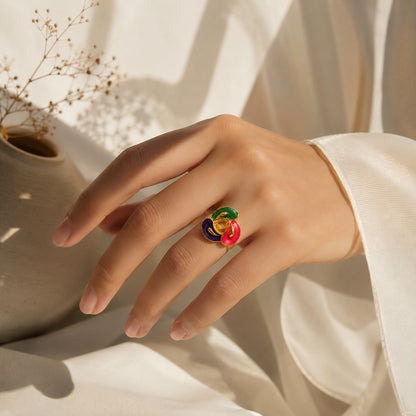 Gold Plated Tricolor Swirl Ring