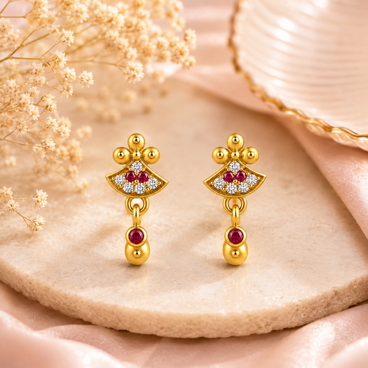 Gold Plated Frock Design Drop Earring