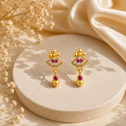 Gold Plated Frock Design Drop Earring