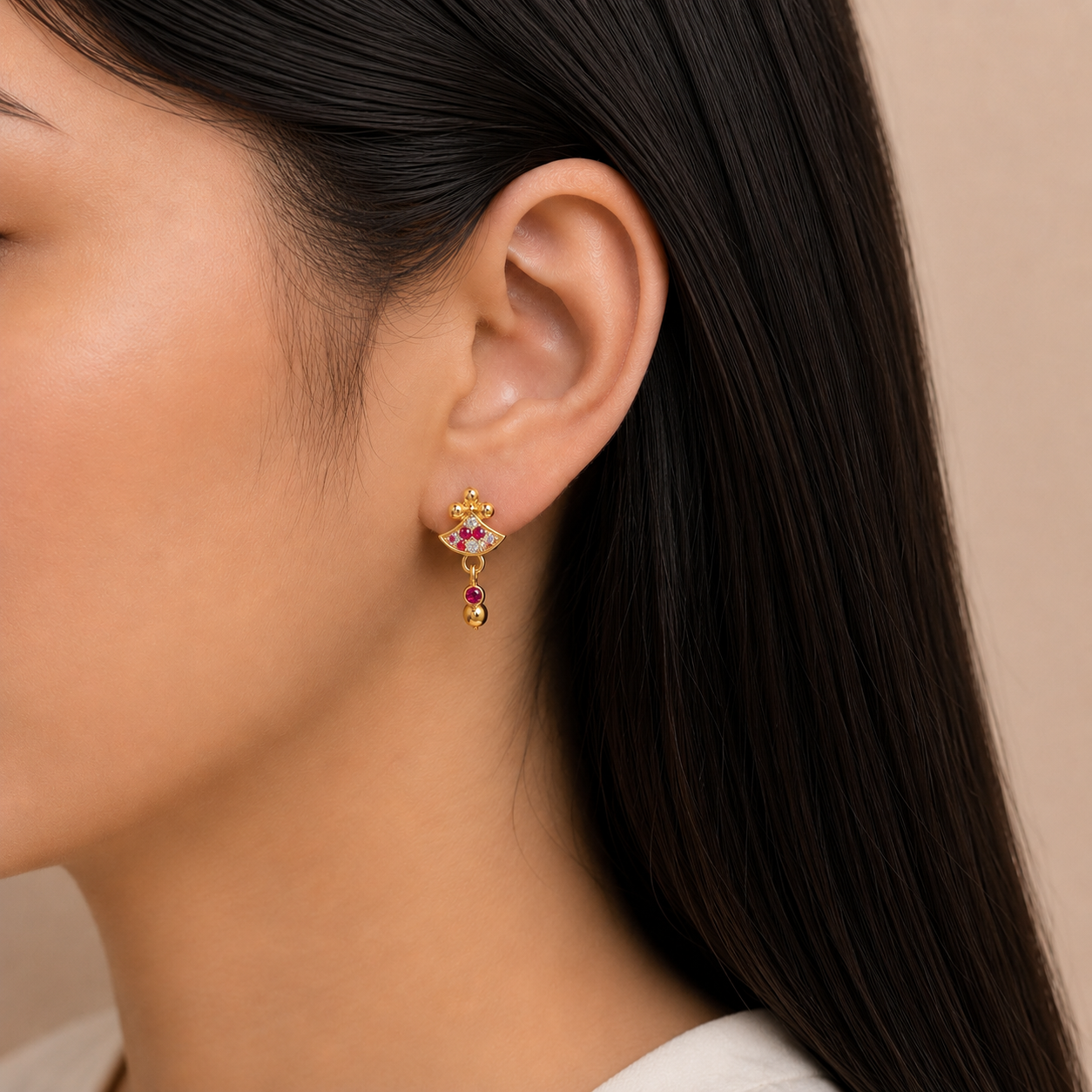 Gold Plated Frock Design Drop Earring