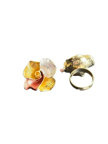 Gold Plated Tricolor Petal Ring