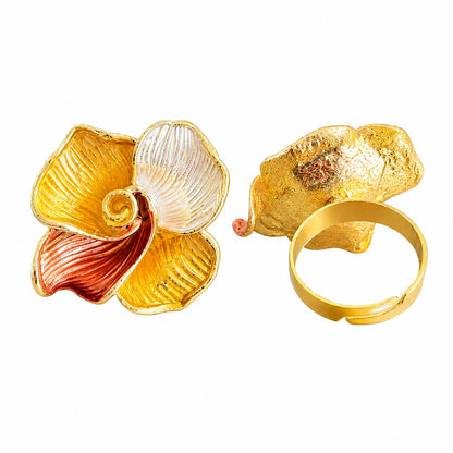 Gold Plated Tricolor Petal Ring