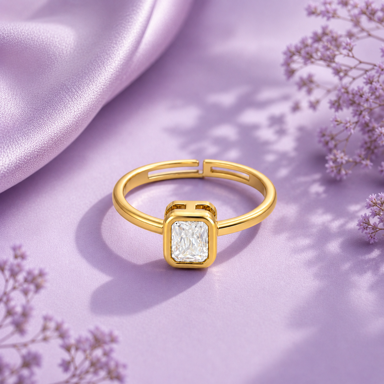 Gold Plated Crystal Minimal Ring