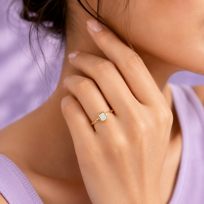 Gold Plated Crystal Minimal Ring