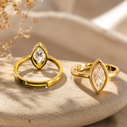 Gold Plated Marquise Crystal Ring