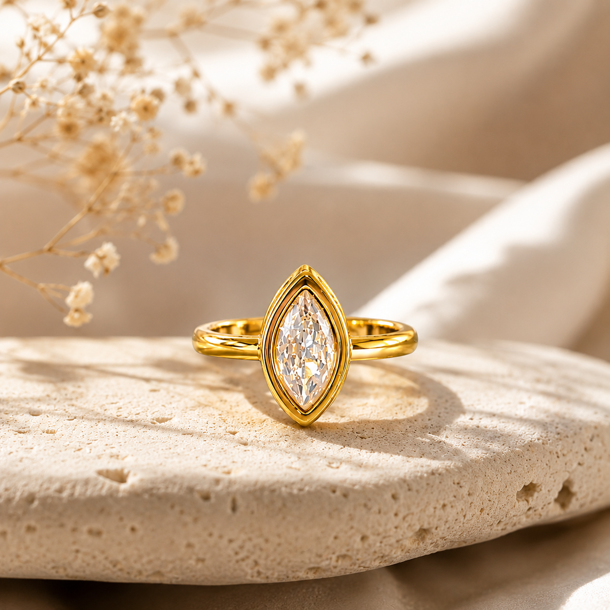 Gold Plated Marquise Crystal Ring