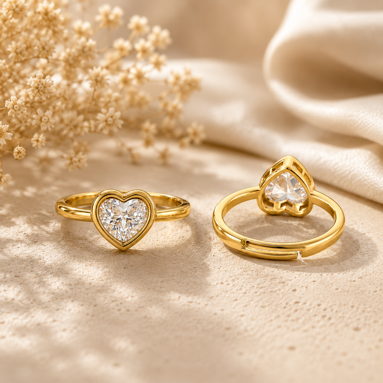 Gold Plated Heart Crystal Ring