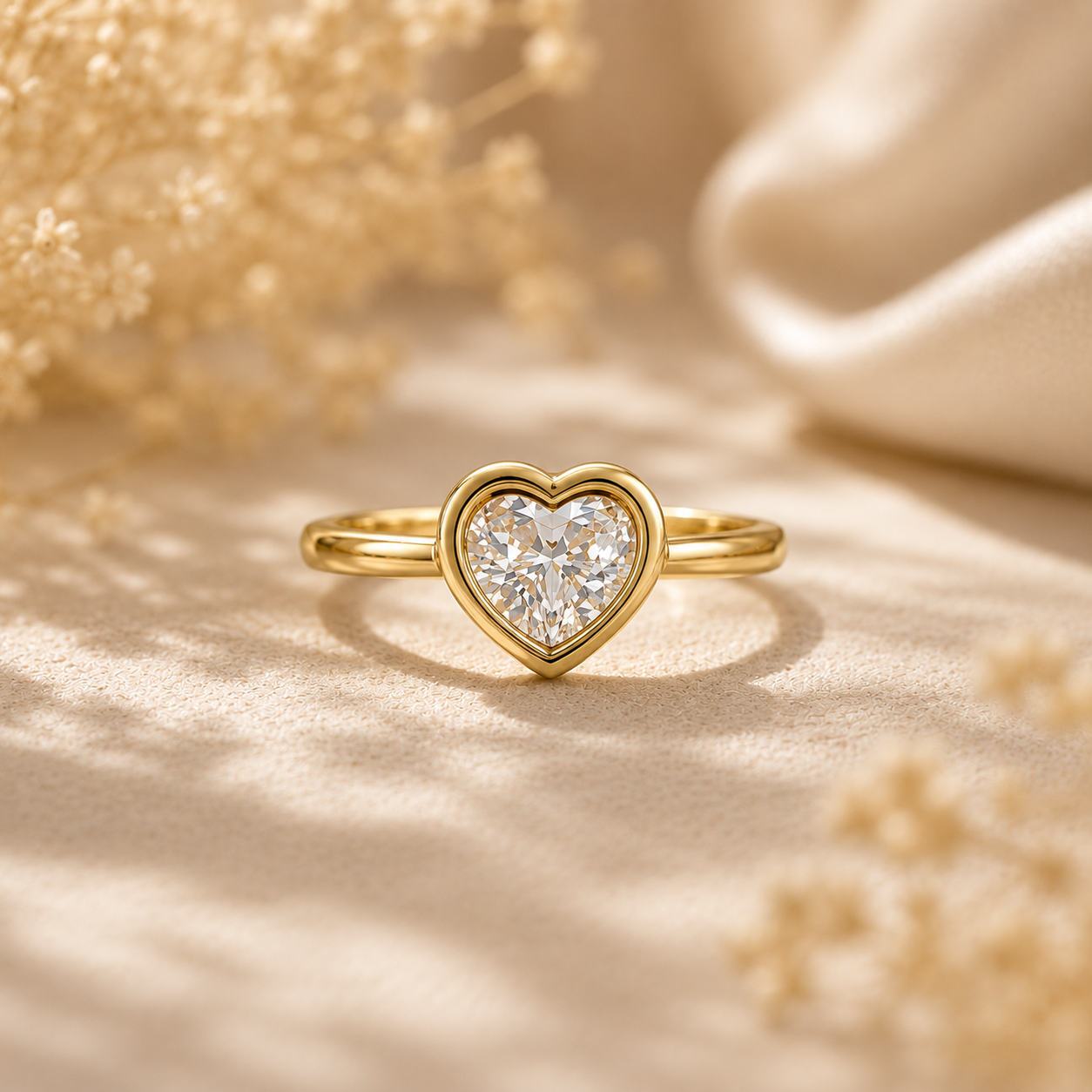 Gold Plated Heart Crystal Ring