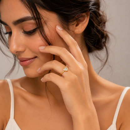 Gold Plated Heart Crystal Ring