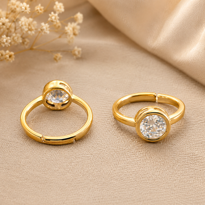 Gold Plated Round Crystal Ring