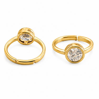 Gold Plated Round Crystal Ring