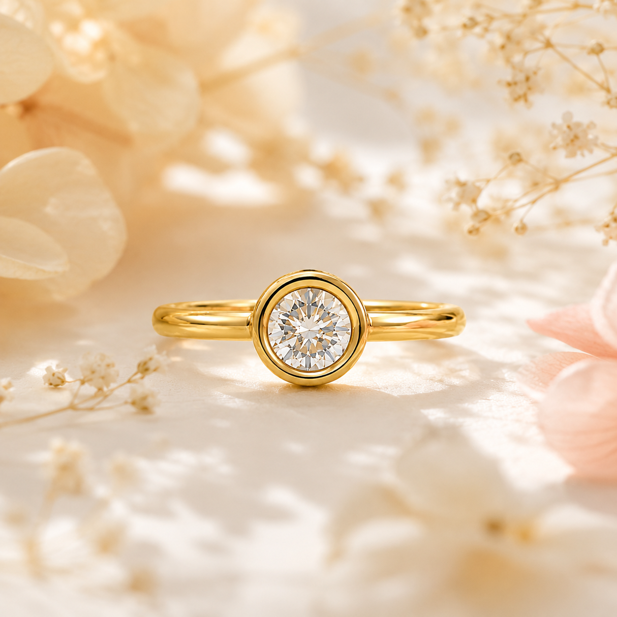 Gold Plated Round Crystal Ring