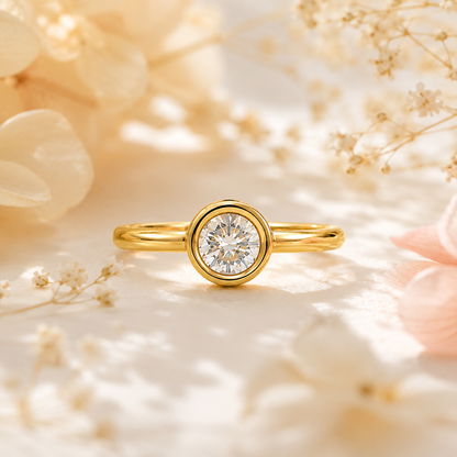 Gold Plated Round Crystal Ring