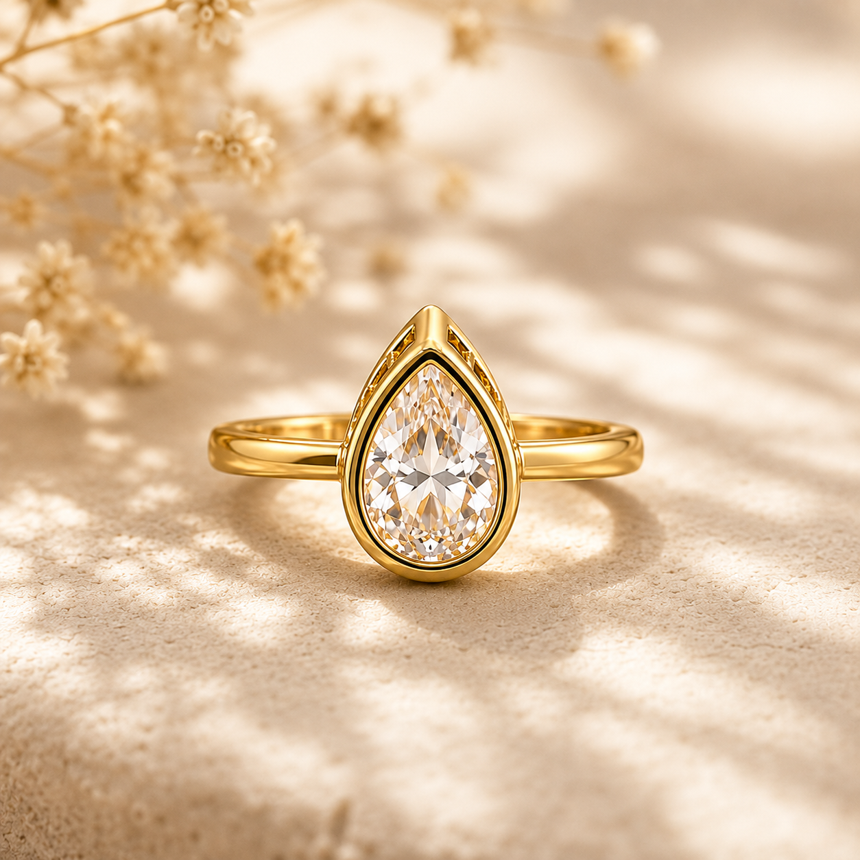 Gold Plated Drop Crystal Ring
