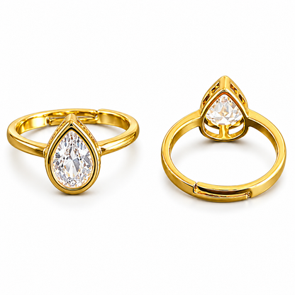 Gold Plated Drop Crystal Ring
