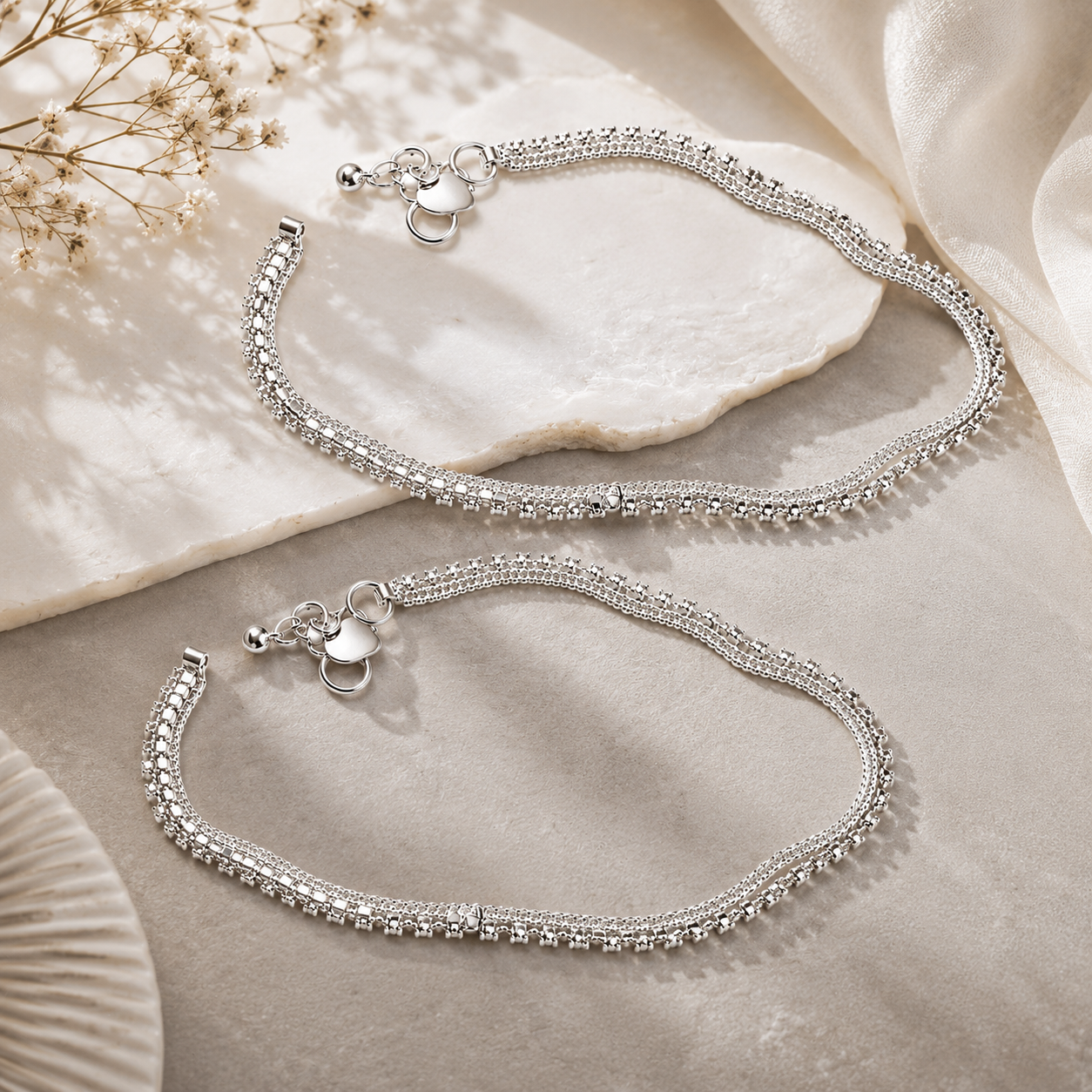 Silver Plated Anklet with zircon stones