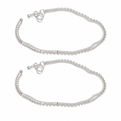 Silver Plated Anklet with zircon stones