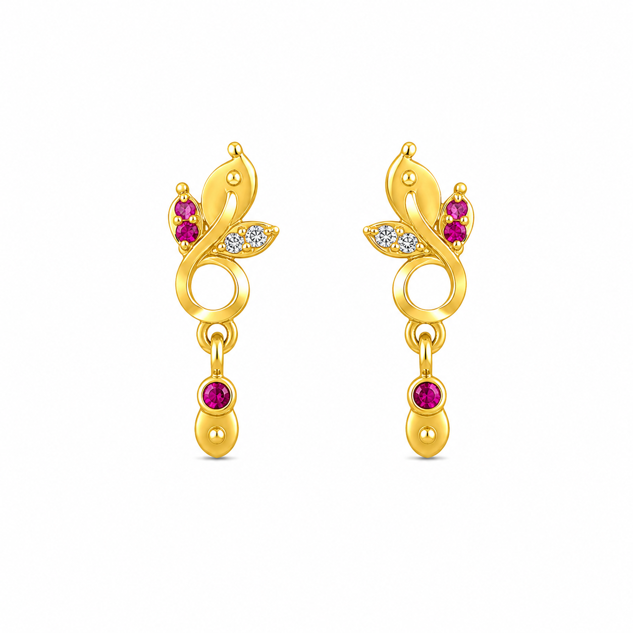 Gold Plated Leaf Design Drop Earring