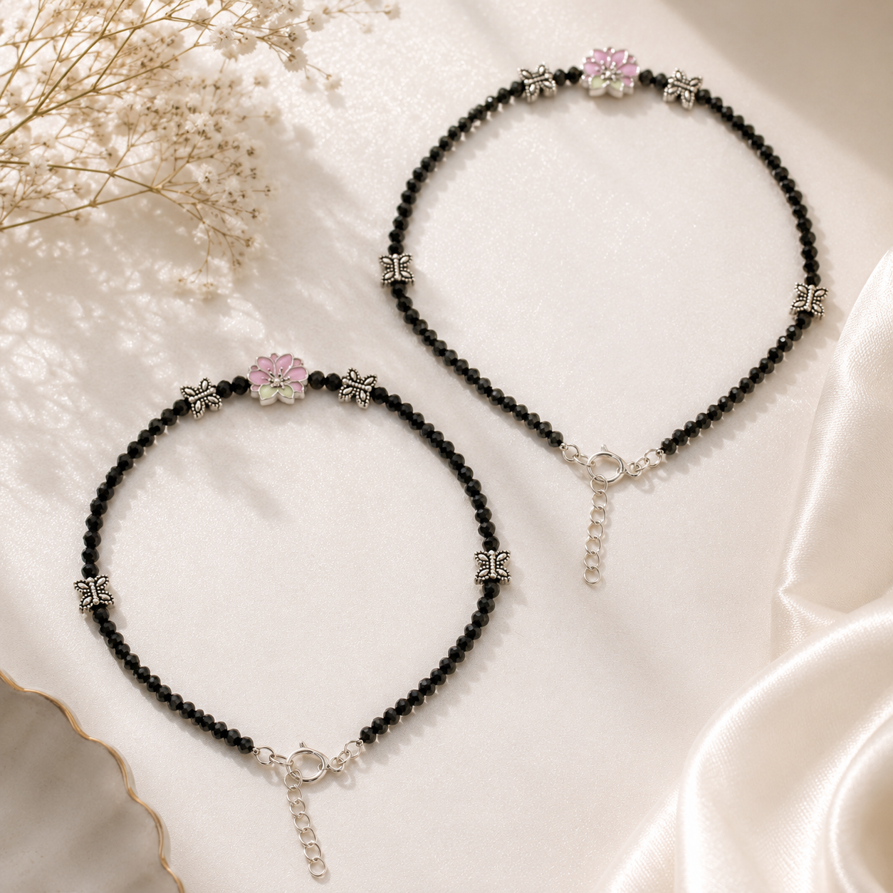 Silver Plated Anklet with Butterflies