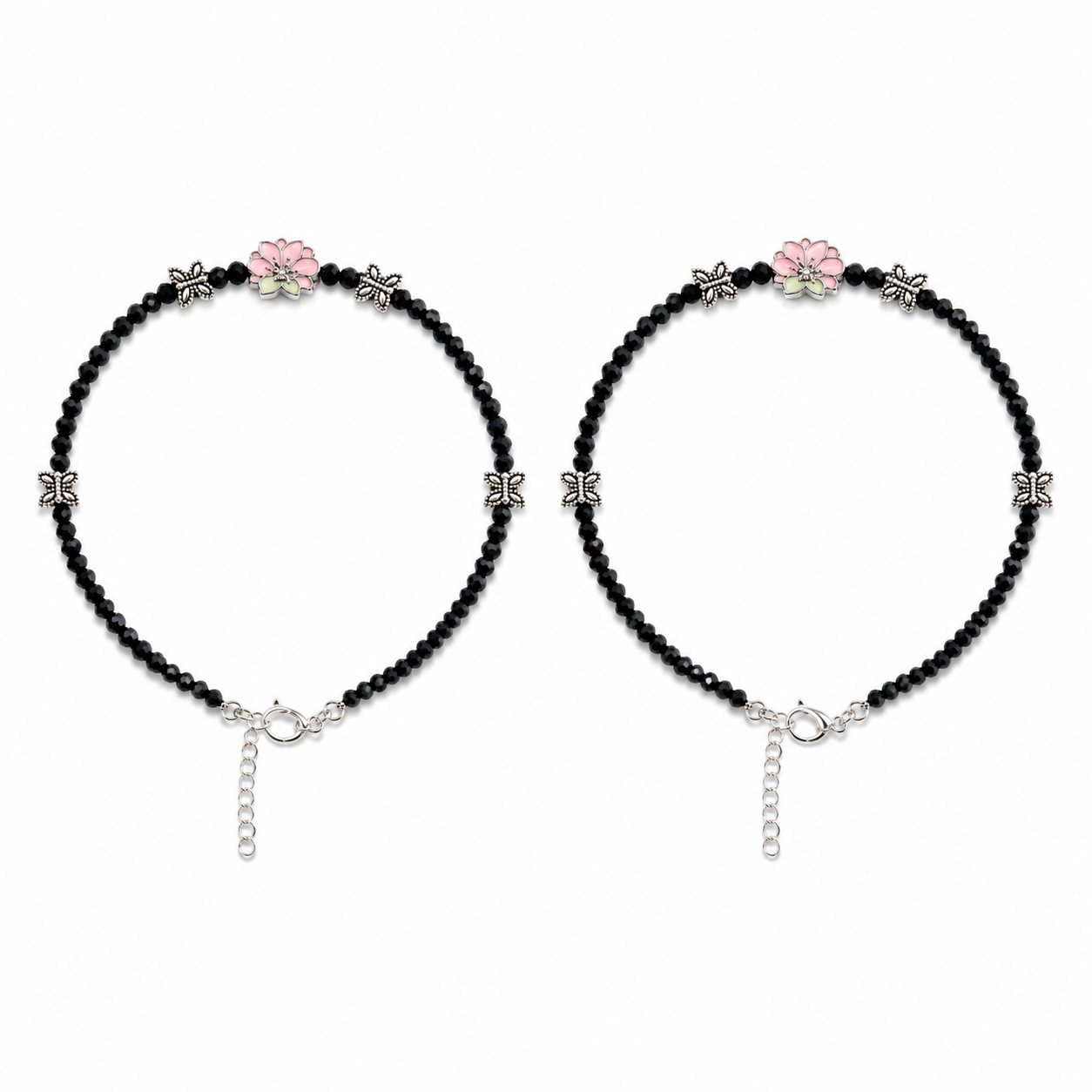 Silver Plated Anklet with Butterflies