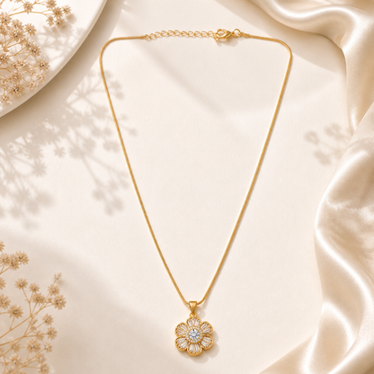 Gold Plated Flower Pendant with Chain