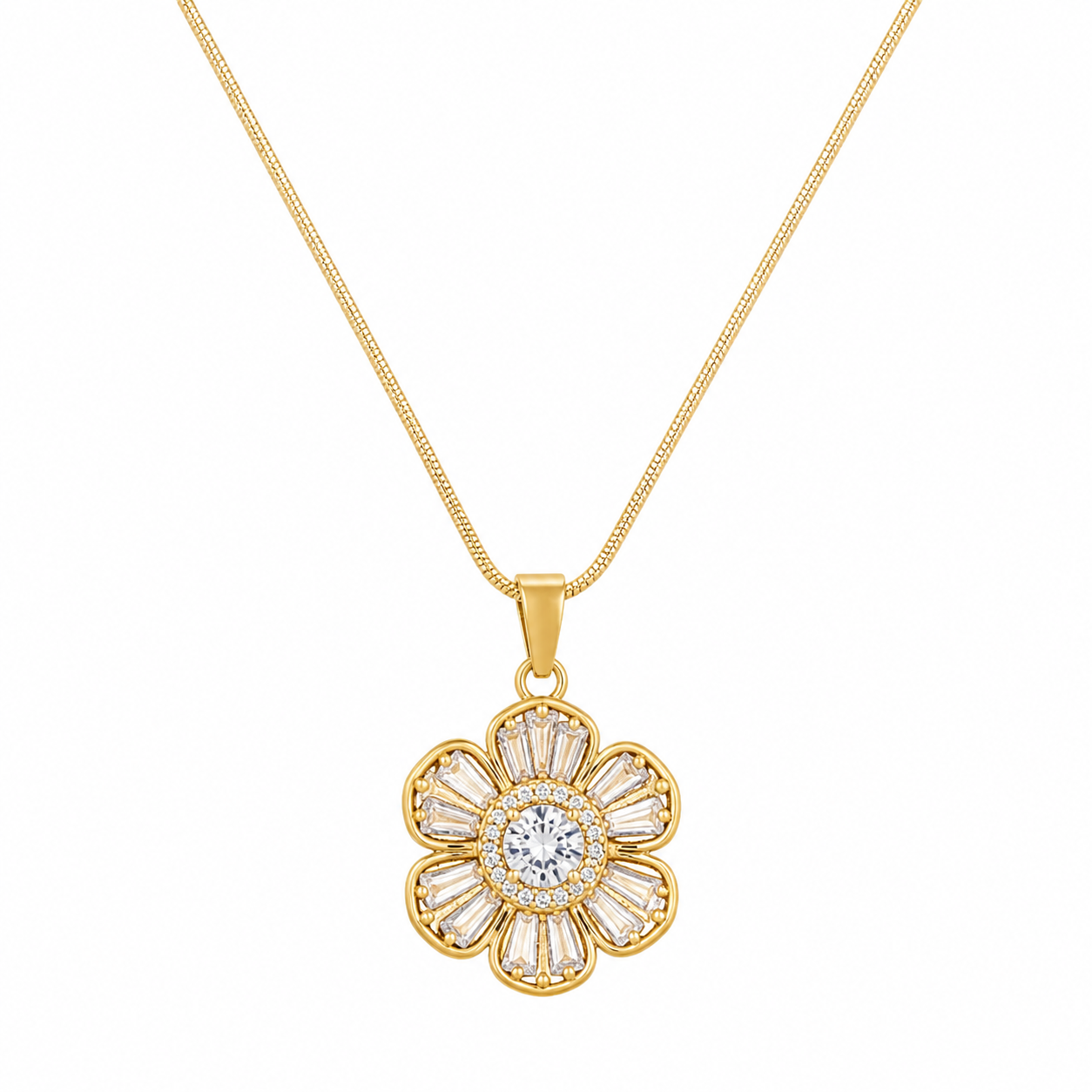 Gold Plated Flower Pendant with Chain