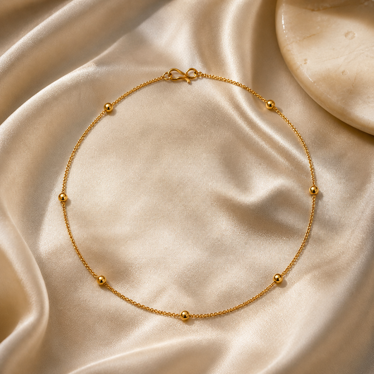Gold Plated Minimal  Chain with Balls Design