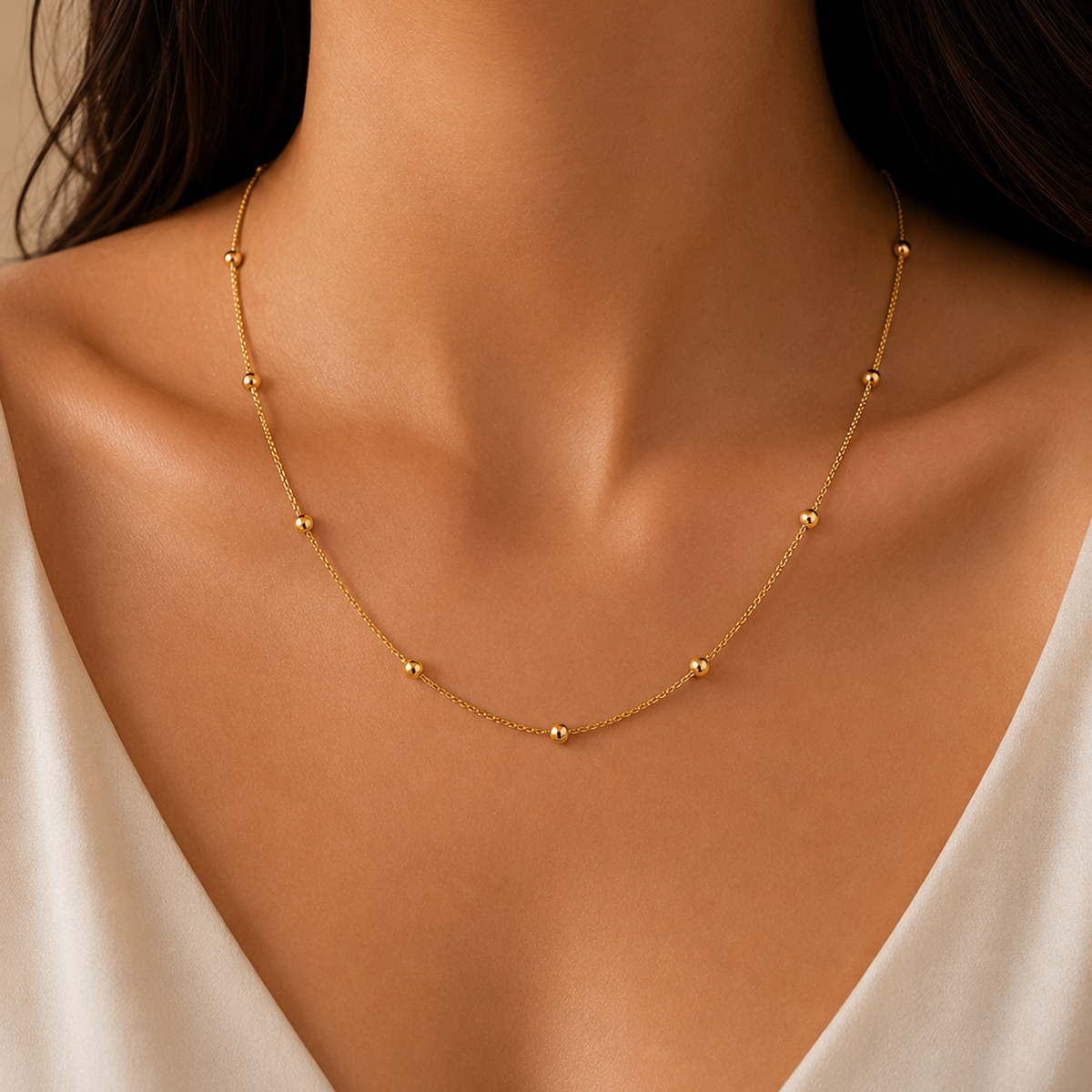 Gold Plated Minimal  Chain with Balls Design
