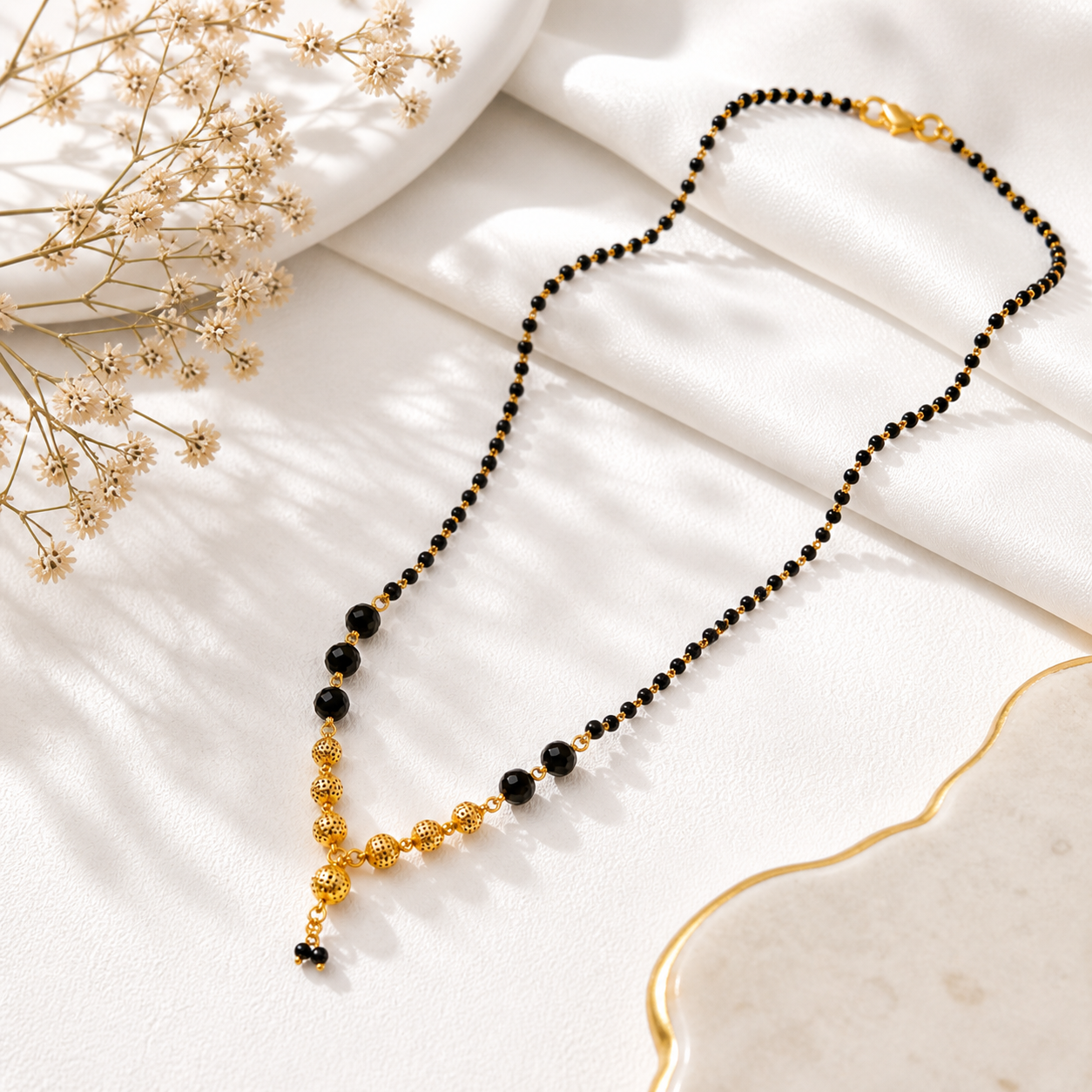 Gold Plated black beads Mangalsutra