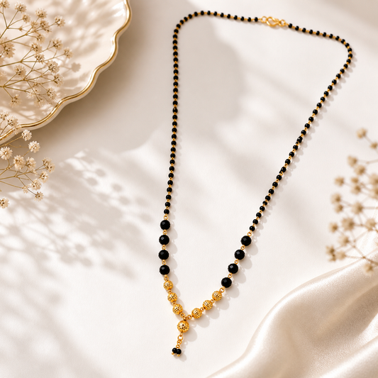 Gold Plated black beads Mangalsutra