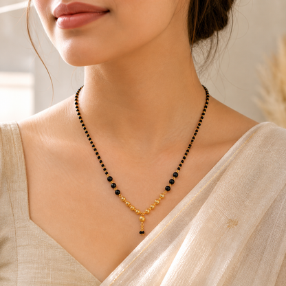 Gold Plated black beads Mangalsutra