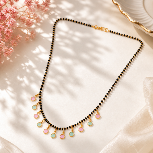 Gold Plated Multicolor Stones Mangalsutra