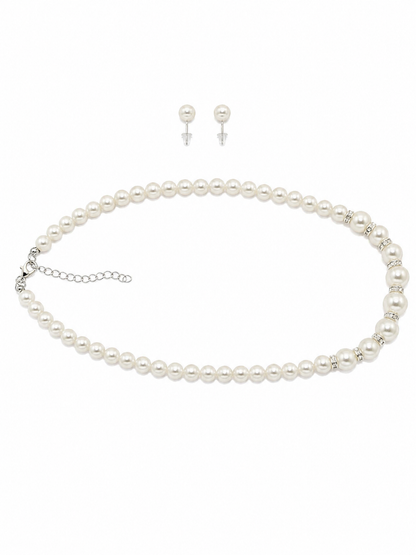 Pearl Necklace Set With Matching Earrings