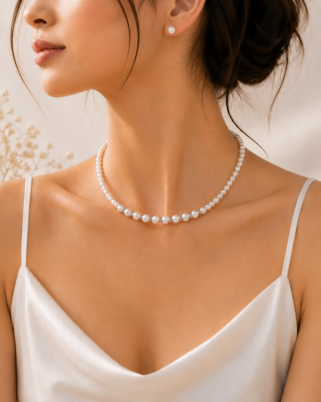 Pearl Necklace Set With Matching Earrings