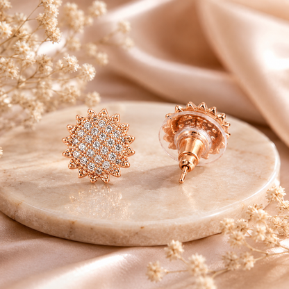 Sun Flower Design Rose Gold Plated Earring