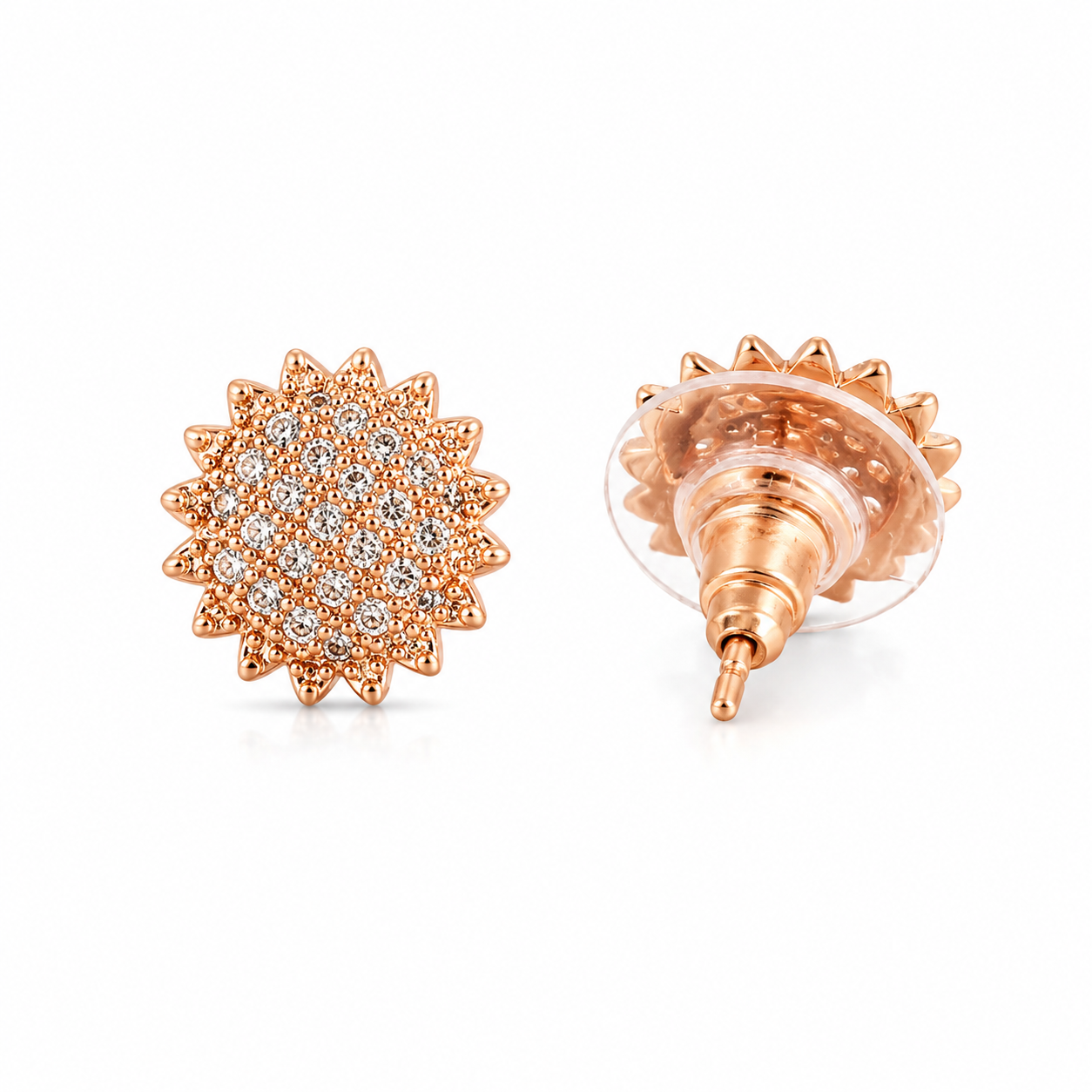 Sun Flower Design Rose Gold Plated Earring